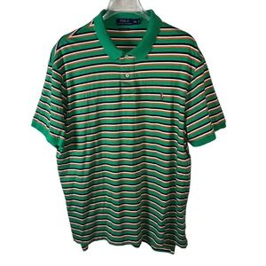 Polo Ralph Lauren Polo Shirt Pima Soft Touch XXL Green Striped 100% Cotton Golf